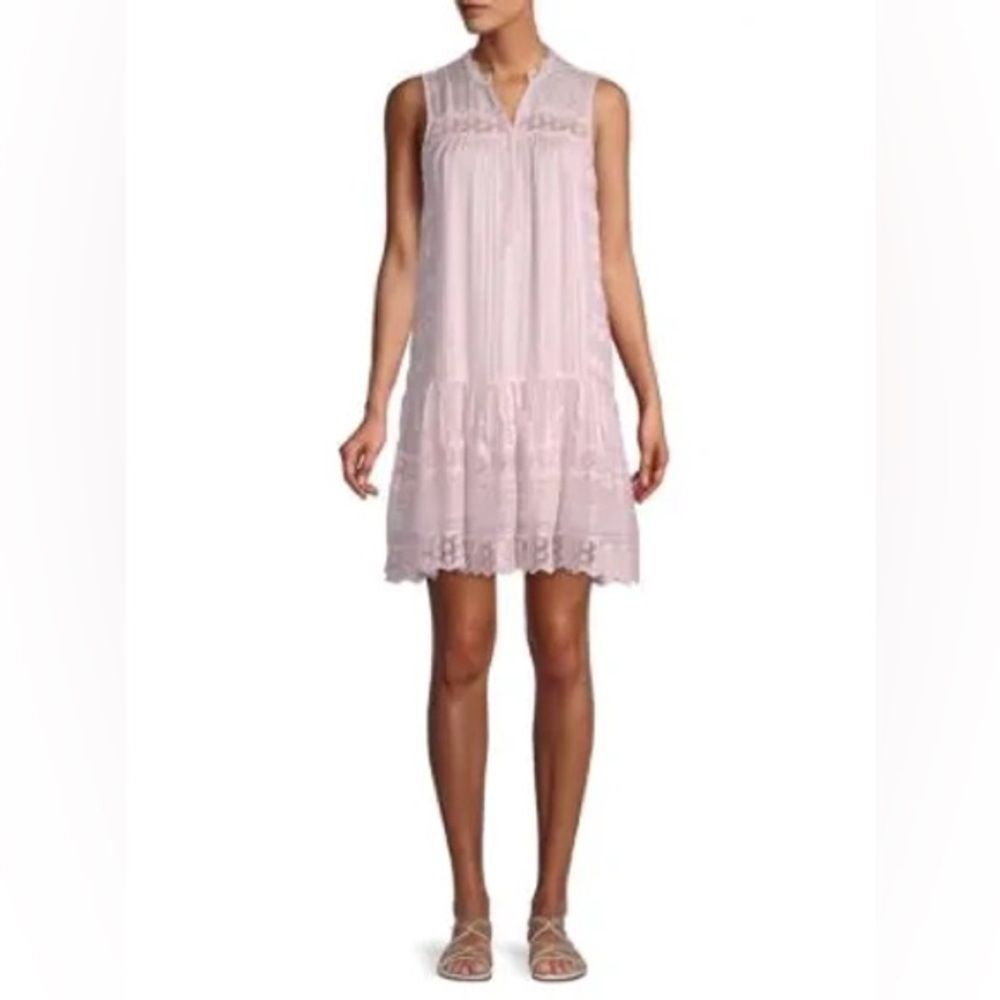 NWT REBECCA TAYLOR Pink Silk Lace Trim A-Line Mini Dress. Size 8